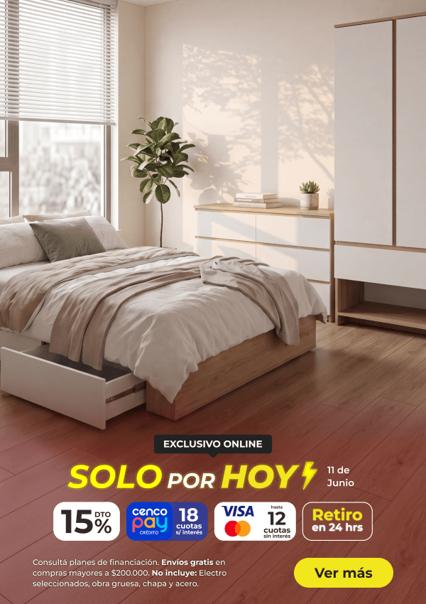 Solo x hoy 11 de Junio 15% OFF, 18 Cuotas sin interés con Cencopay y 12 Cuotas sin interés con Visa y Mastercard con retiro en 24 horas